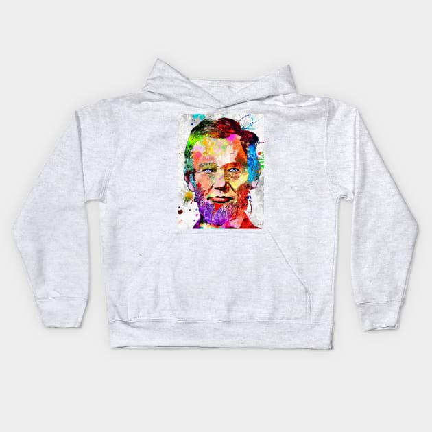 Abraham Lincoln Grunge Portrait Kids Hoodie by danieljanda